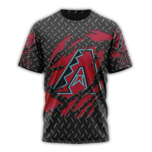 Personalized Arizona Diamondbacks Black Metal All Over Print T Shirt