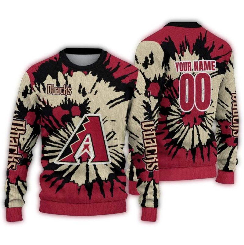 Personalized Arizona Diamondbacks Burst Swirl Ugly Sweater 1