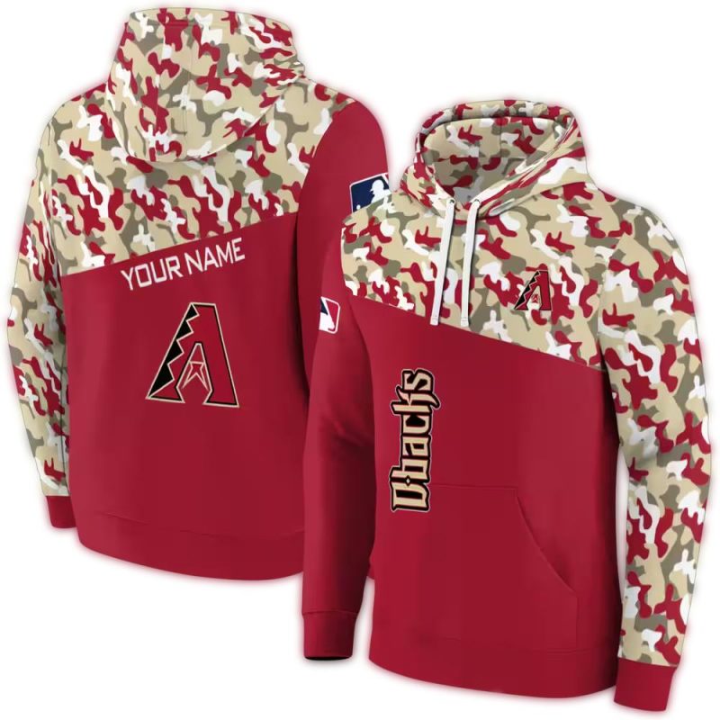 Personalized Arizona Diamondbacks Camo Pattern AOP Hoodie 1