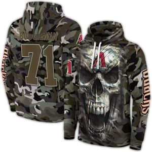 Personalized Arizona Diamondbacks Camo Skull All Over Print Hoodie