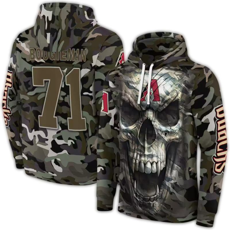 Personalized Arizona Diamondbacks Camo Skull AOP Hoodie 1