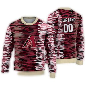 Personalized Arizona Diamondbacks Camouflage Stripe Red White Ugly Sweater