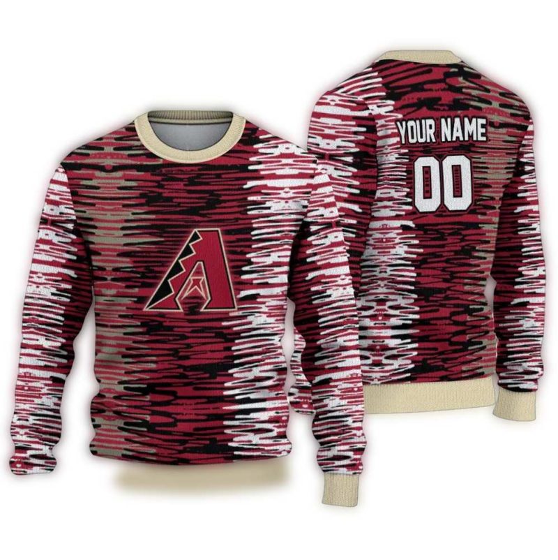 Personalized Arizona Diamondbacks Camouflage Stripe Red white Ugly Sweater 1