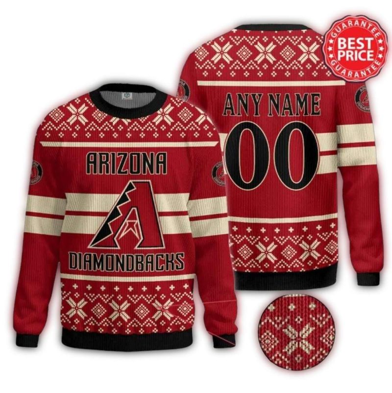 Personalized Arizona Diamondbacks Christmas Pattern Ugly Sweater 1