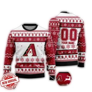 Personalized Arizona Diamondbacks Christmas Snow Deer Pattern Ugly Sweater