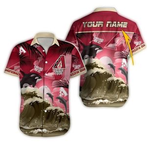 Personalized Arizona Diamondbacks Dolphins Ocean Waves Hawaiian Shirt