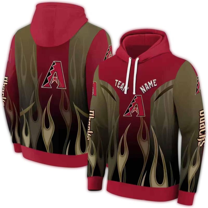 Personalized Arizona Diamondbacks Flame AOP Hoodie 1