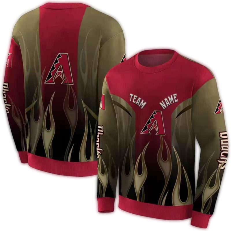 Personalized Arizona Diamondbacks Flame AOP Sweatshirt 1