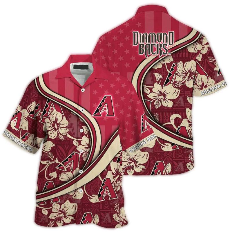Personalized Arizona Diamondbacks Flower and Flag Hawaiian Shirt 1