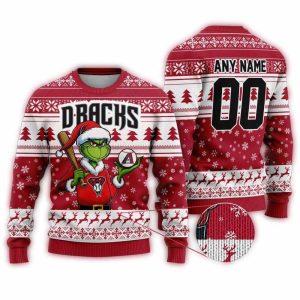 Personalized Arizona Diamondbacks Grinch Play Baseball Christmas Ugly Sweater