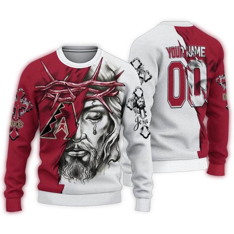 Personalized Arizona Diamondbacks Jesus Tears Ugly Sweater 1