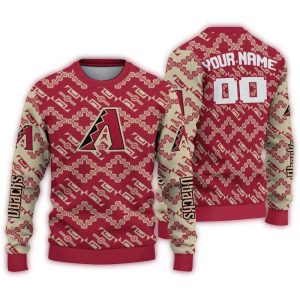 Personalized Arizona Diamondbacks Lattice Gridwork Ugly Sweater