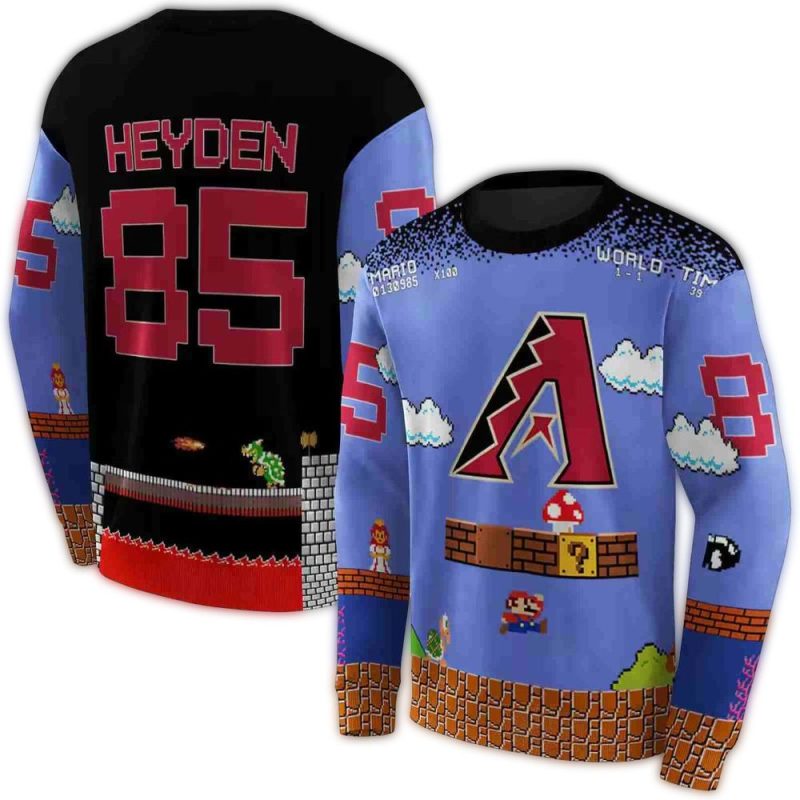Personalized Arizona Diamondbacks Mario AOP Sweatshirt 1