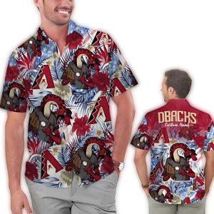Personalized Arizona Diamondbacks Mascot Tropical Flower Hawaiian Shirt