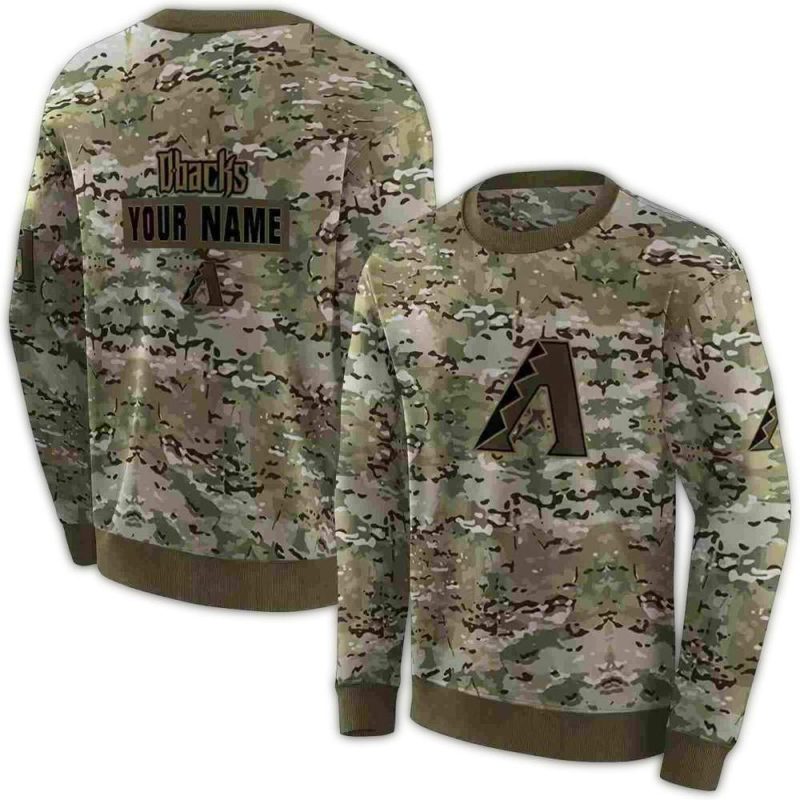 Personalized Arizona Diamondbacks Military Style AOP Sweatshirt 1