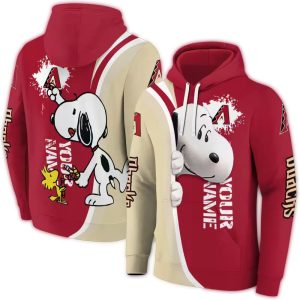 Personalized Arizona Diamondbacks Peeking Snoopy All Over Print Hoodie