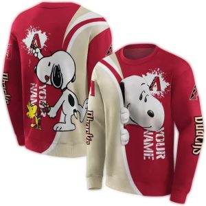 Personalized Arizona Diamondbacks Peeking Snoopy All Over Print Sweatshirt