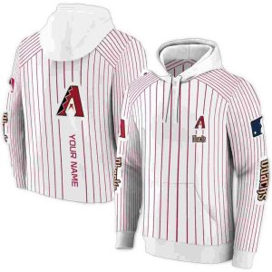 Personalized Arizona Diamondbacks Pinstripe Pattern All Over Print Hoodie