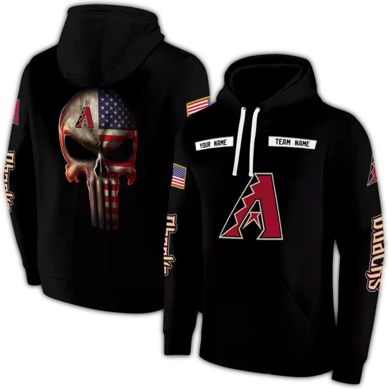 Personalized Arizona Diamondbacks Punisher Skull AOP Hoodie 1