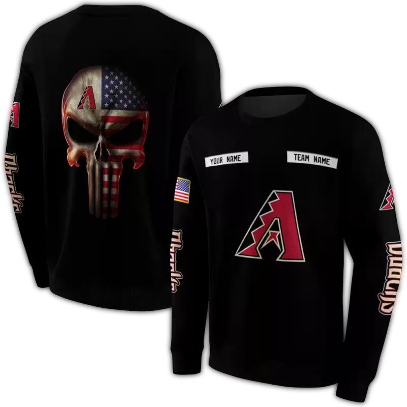 Personalized Arizona Diamondbacks Punisher Skull AOP Sweatshirt 1