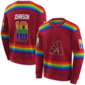 Personalized Arizona Diamondbacks Rainbow Stripes All Over Print Sweatshirt