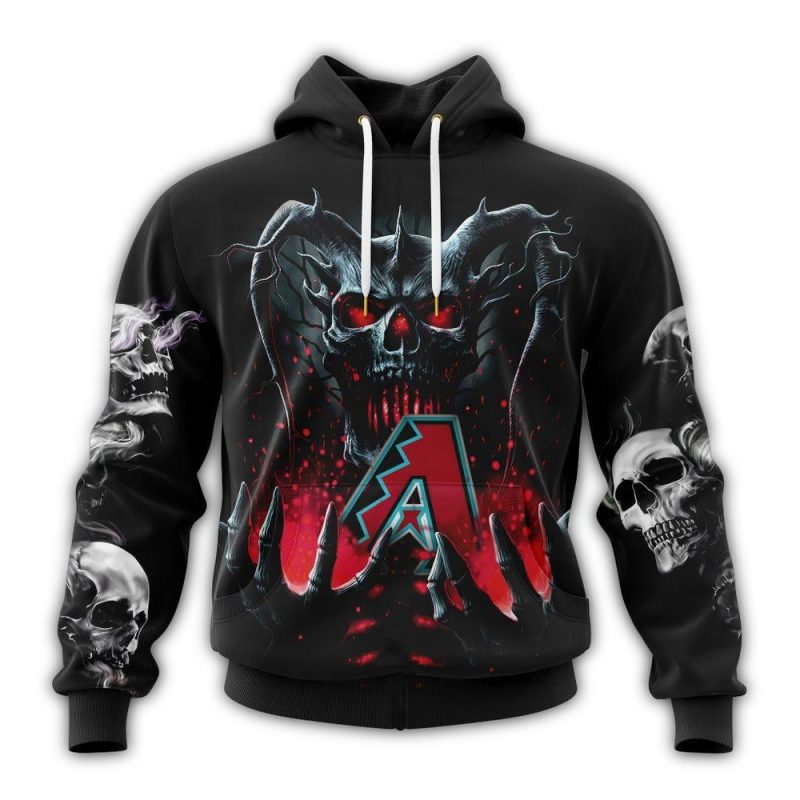 Personalized Arizona Diamondbacks Skull Death AOP Hoodie 1