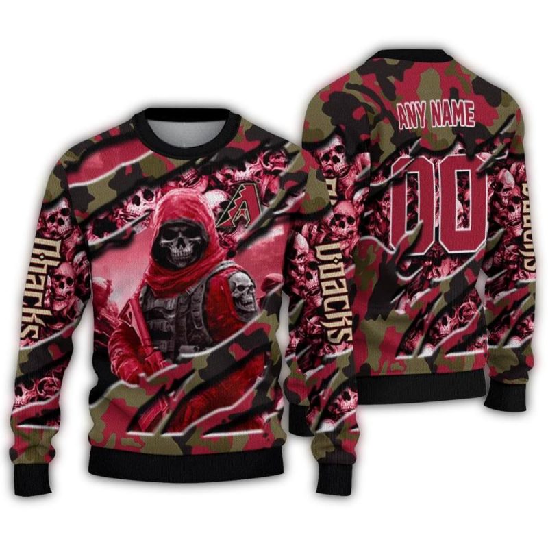 Personalized Arizona Diamondbacks Skull Horde Ugly Sweater 1