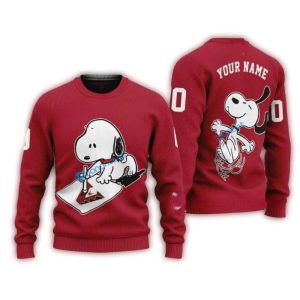 Personalized Arizona Diamondbacks Snoopy Red Ugly Sweater