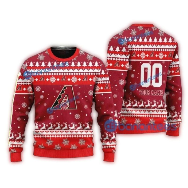 Personalized Arizona Diamondbacks Snowflake Christmas Ugly Sweater 1