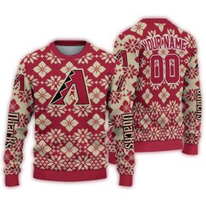 Personalized Arizona Diamondbacks Snowflake Matrix Ugly Sweater