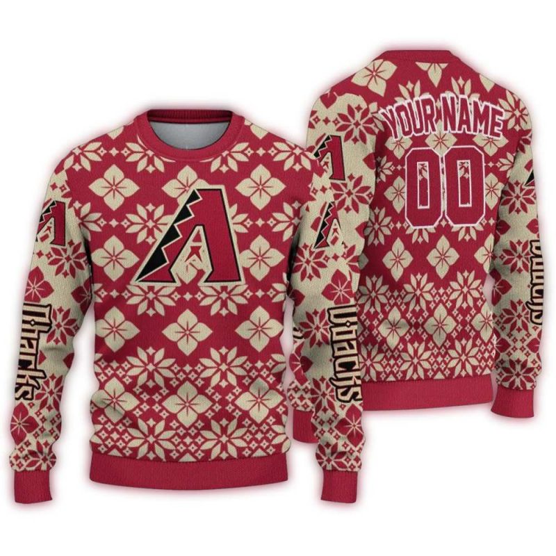 Personalized Arizona Diamondbacks Snowflake Matrix Ugly Sweater 1