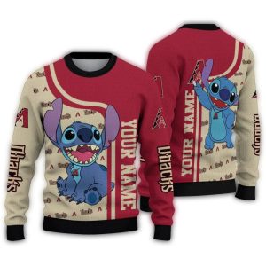 Personalized Arizona Diamondbacks Stitch Art Ugly Sweater