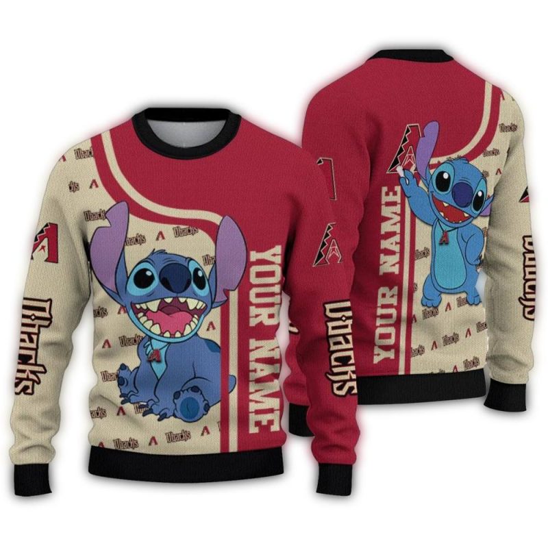Personalized Arizona Diamondbacks Stitch Art Ugly Sweater 1