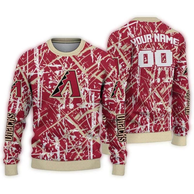 Personalized Arizona Diamondbacks Streak Overlay Ugly Sweater 1