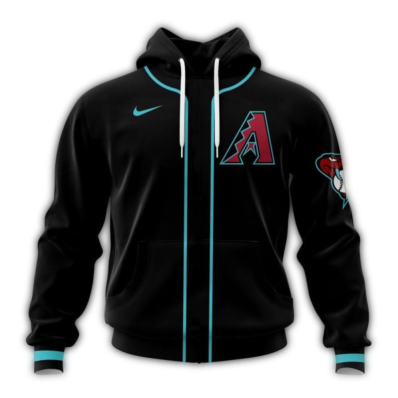 Personalized Arizona Diamondbacks Stripe Black AOP Hoodie 1