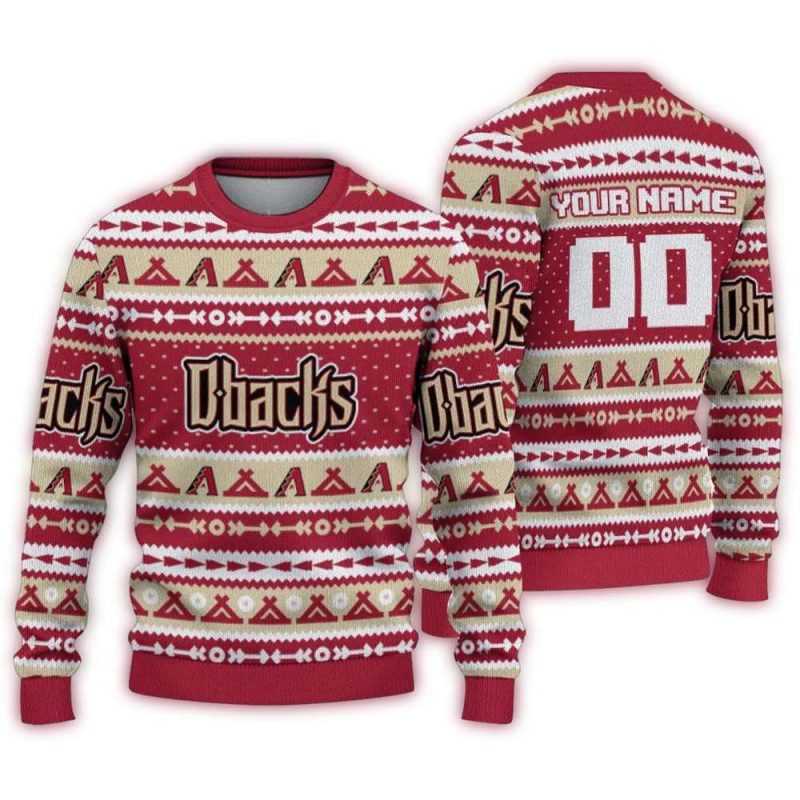 Personalized Arizona Diamondbacks Tent Stripes Ugly Sweater 1