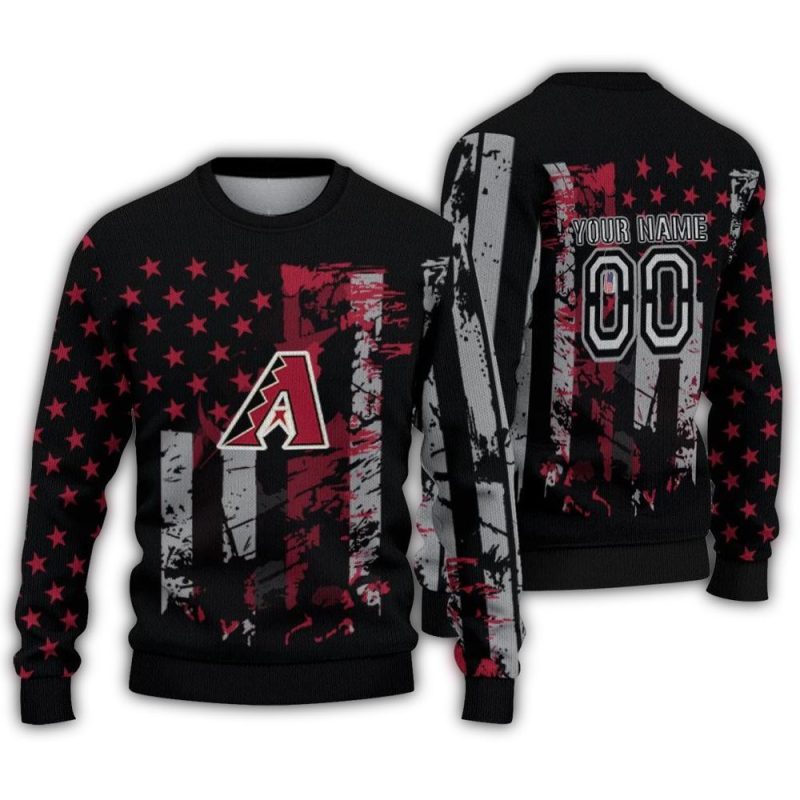 Personalized Arizona Diamondbacks Vintage USA Flag Ugly Sweater 1