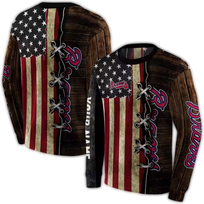 Personalized Atlanta Braves American Pride AOP Sweatshirt 1