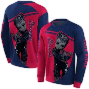Custom Atlanta Braves Baby Groot All-Over Print Sweatshirt For Kids