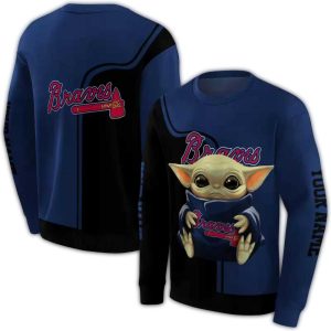 Custom Atlanta Braves Baby Yoda All-Over Print Sweatshirt For Fans