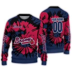Personalized Atlanta Braves Burst Swirl Sweatshirt For Fans