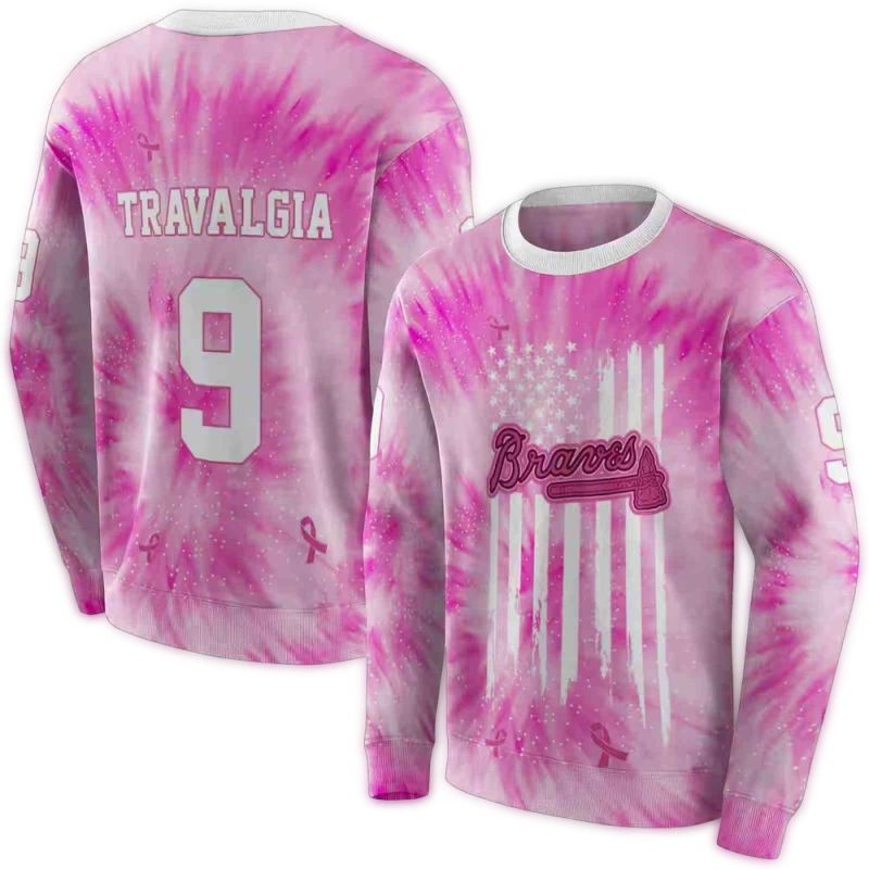 Personalized Atlanta Braves Cancer Support Pink AOP Sweatshirt 1