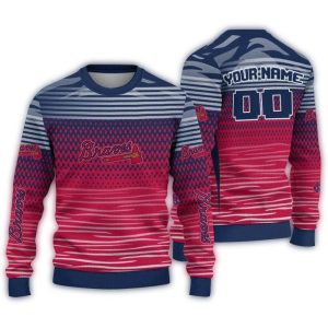 Personalized Atlanta Braves Diamond Mesh Ugly Christmas Sweater