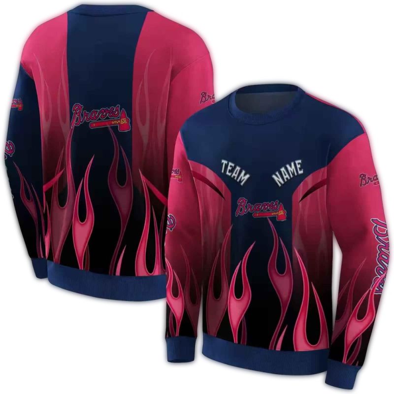 Personalized Atlanta Braves Flame AOP Sweatshirt 1