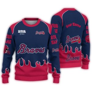 Personalized Atlanta Braves Flame Border Sweatshirt For Fans