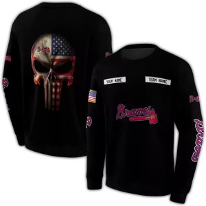 Personalized Atlanta Braves Punisher Skull Sweatshirt - All Over Print Design