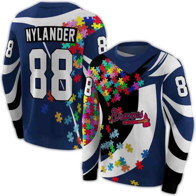 Personalized Atlanta Braves Puzzle Pieces AOP Sweatshirt 1