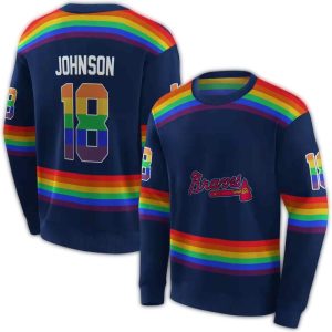 Custom Atlanta Braves Rainbow Stripes All-Over Print Sweatshirt
