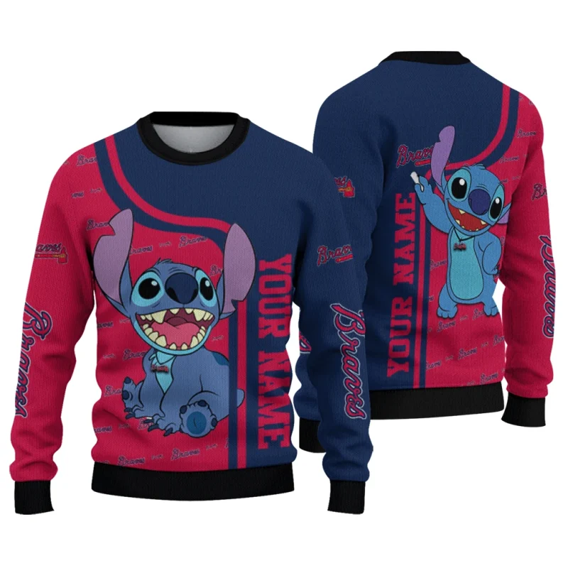 Personalized Atlanta Braves Stitch Ugly Sweater 1