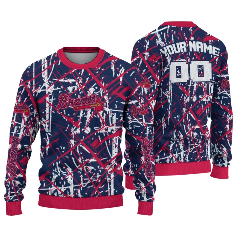 Personalized Atlanta Braves Streak Overlay Ugly Sweater 1
